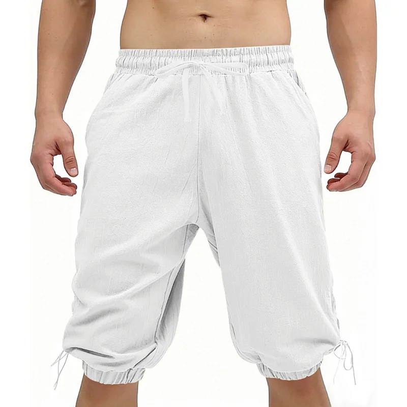 Men's Linen Hawaiian Harem Shorts - Loose Fit Drawstring Casual wholesale front view