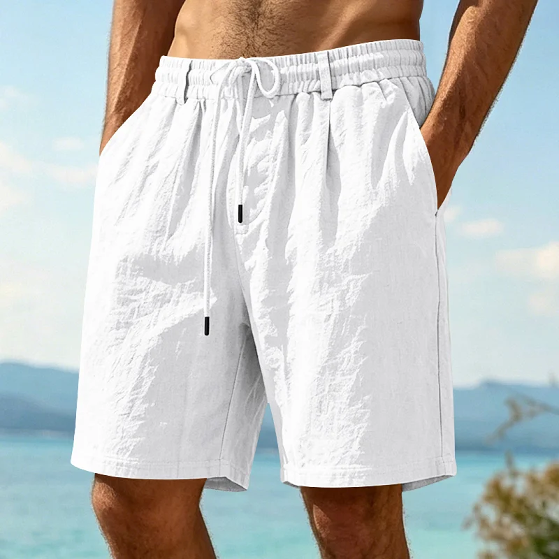 Men's Linen Blend Casual Shorts - Loose Fit, Breathable wholesale front view