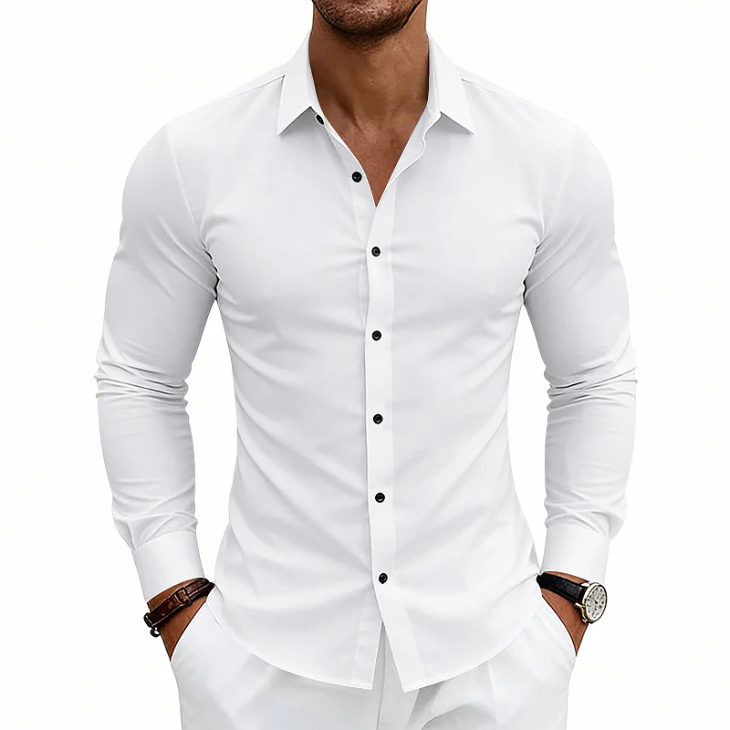 Men's Slim Fit Cooling Long Sleeve Shirt - Wrinkle-Free Casual wholesale front view