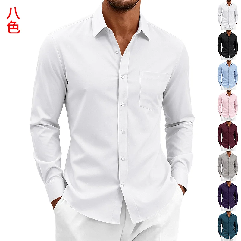 Men's Wrinkle-Free Long Sleeve Shirt - Relaxed Fit Business Casual wholesale front view