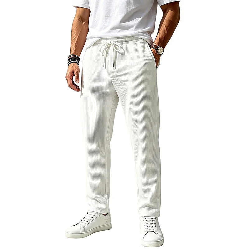 Men's Loose Jacquard Knit Joggers - Casual Straight Leg Pants wholesale front view