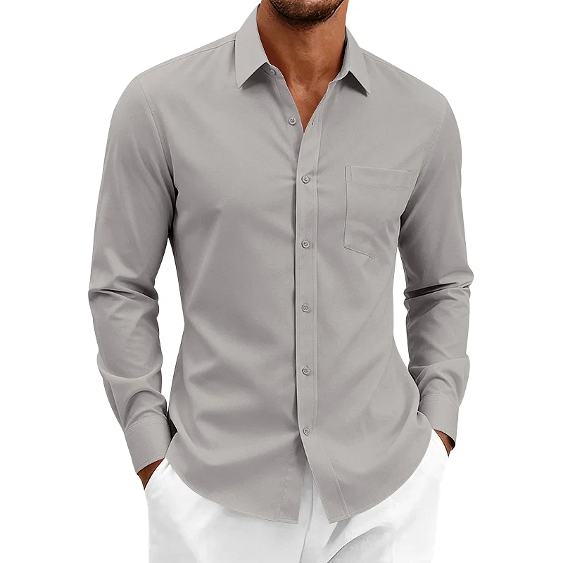 Men's Wrinkle-Free Long Sleeve Shirt - Relaxed Fit Business Casual wholesale view 6