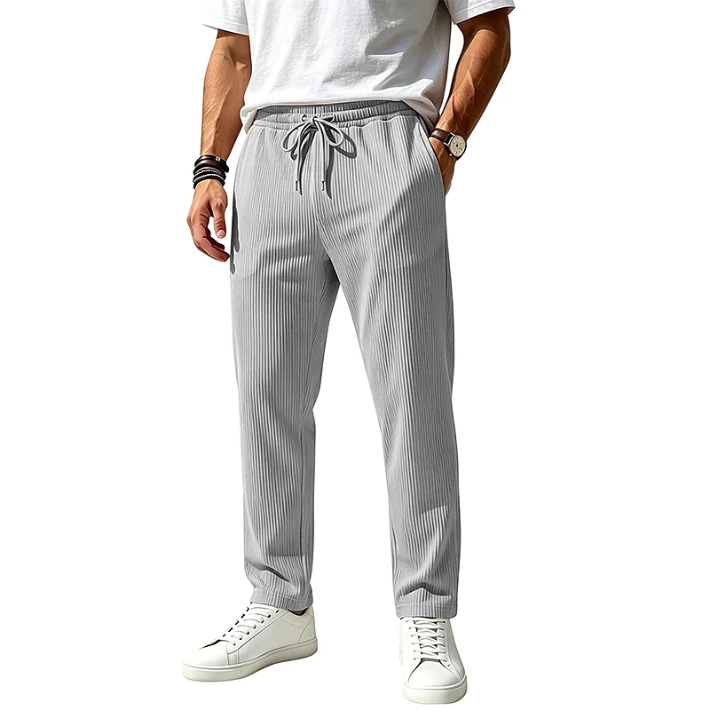 Men's Loose Jacquard Knit Joggers - Casual Straight Leg Pants wholesale view 4