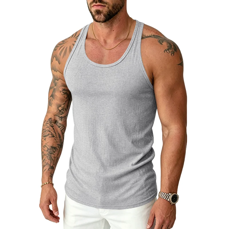Men's Ribbed Gym Tank Top - Quick Dry, Muscle Fit wholesale view 5