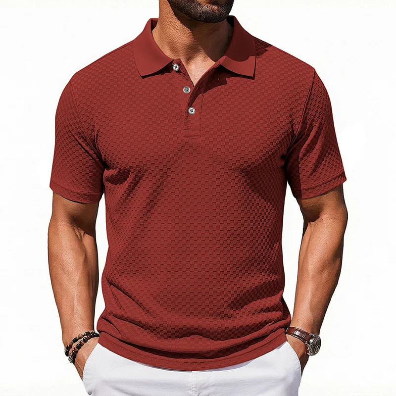 Men's Stretch Textured Polo Shirt - Business Casual Short Sleeve wholesale view 2