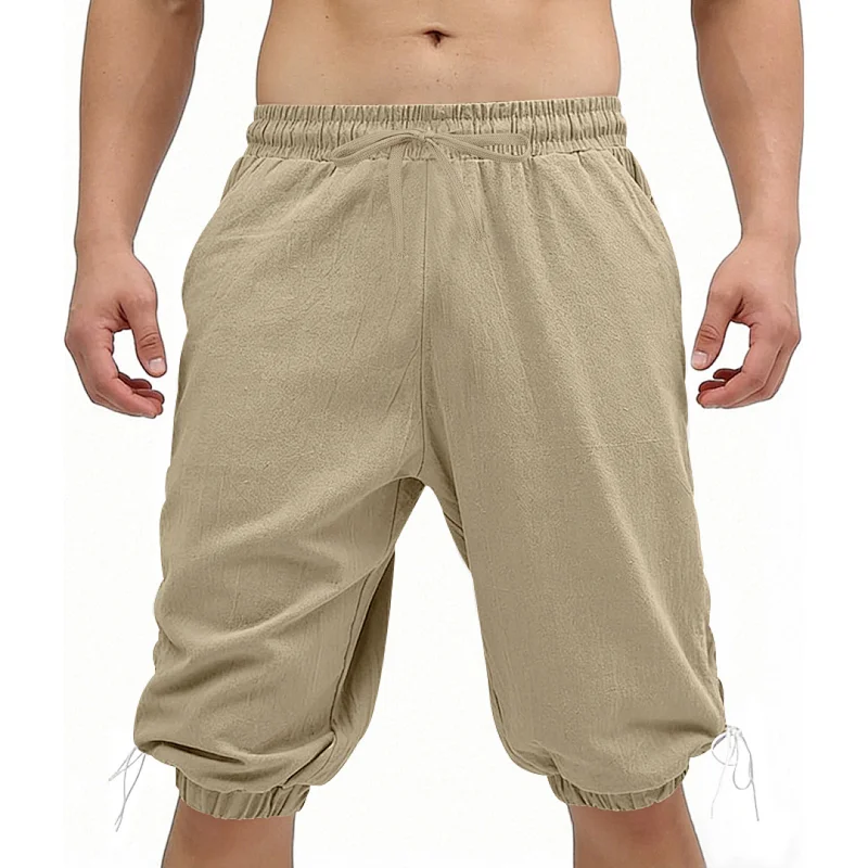 Men's Linen Hawaiian Harem Shorts - Loose Fit Drawstring Casual wholesale view 3