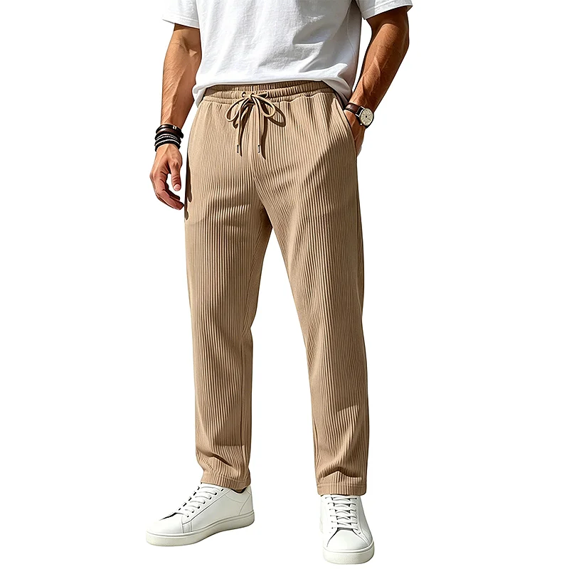 Men's Loose Jacquard Knit Joggers - Casual Straight Leg Pants wholesale view 2