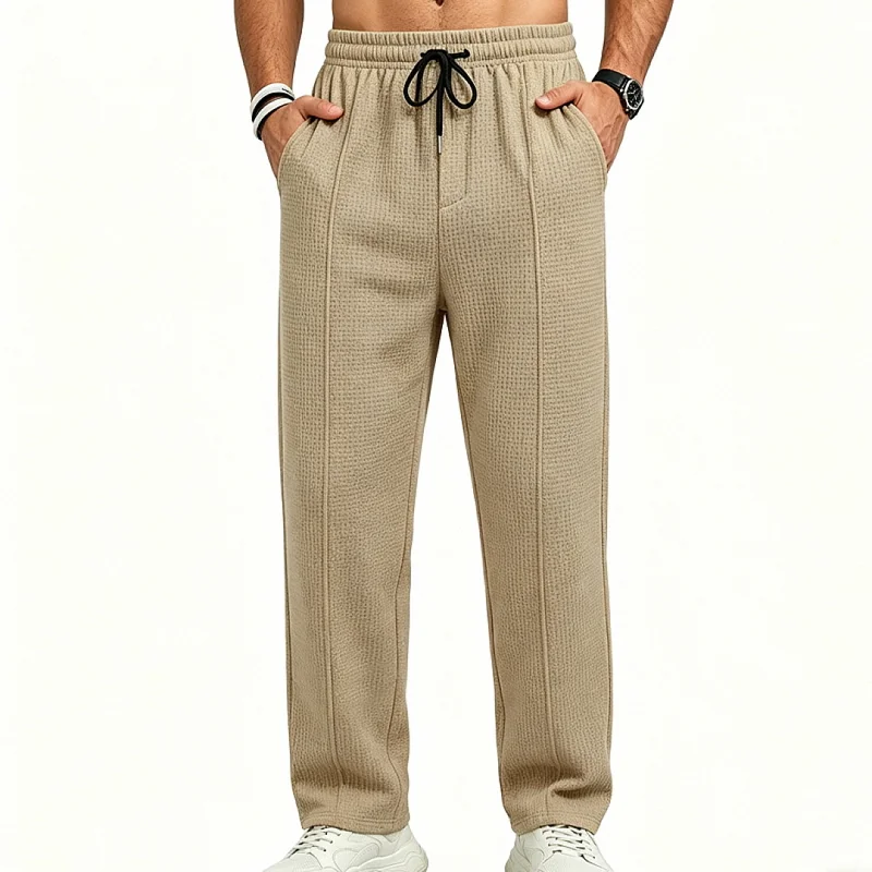 Men's Waffle Knit Jogger Pants - Loose Fit, Breathable Polyester wholesale view 6