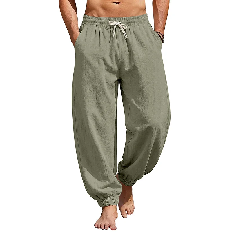 Men's Cotton Linen Harem Joggers - Loose Fit Tapered Pants wholesale view 3