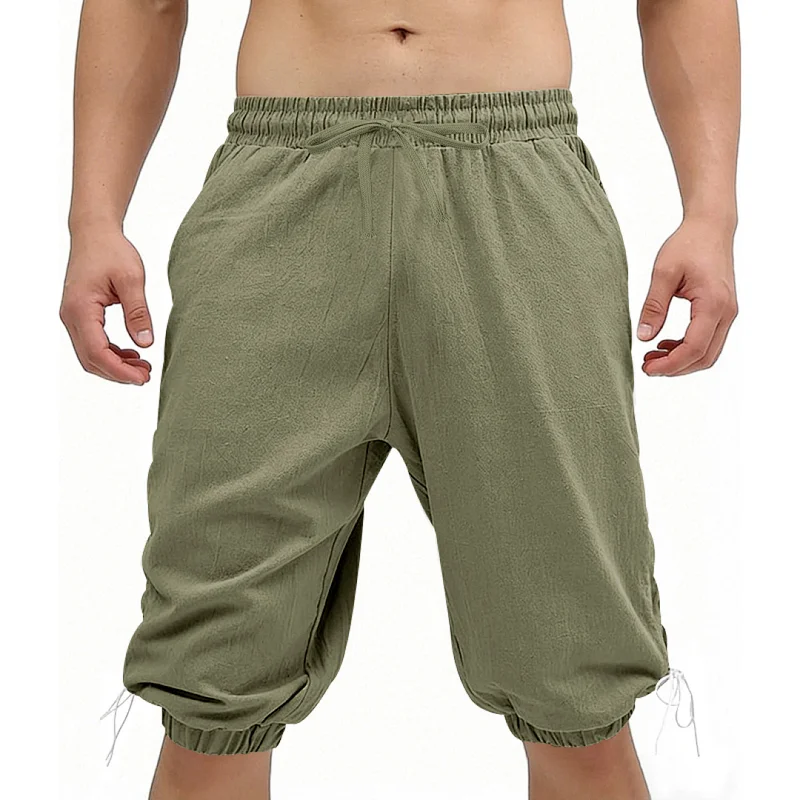 Men's Linen Hawaiian Harem Shorts - Loose Fit Drawstring Casual wholesale view 5