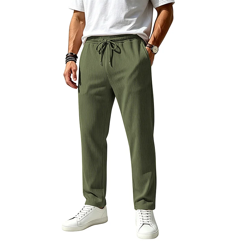 Men's Loose Jacquard Knit Joggers - Casual Straight Leg Pants wholesale view 5