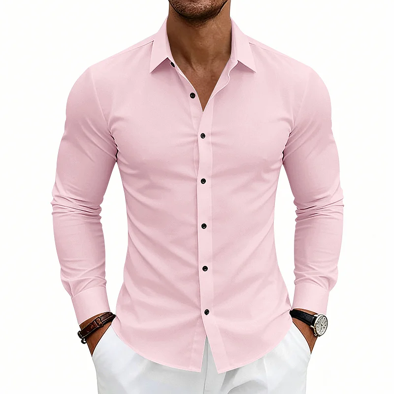Men's Slim Fit Cooling Long Sleeve Shirt - Wrinkle-Free Casual wholesale view 5