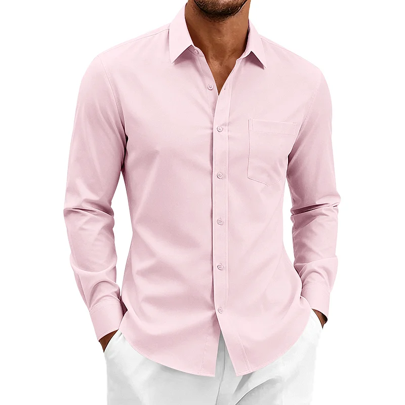 Men's Wrinkle-Free Long Sleeve Shirt - Relaxed Fit Business Casual wholesale view 4