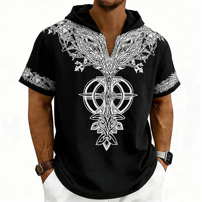 Men's Hip Hop Graphic Hoodie Tee, Loose Fit, Summer Polyester wholesale view 2