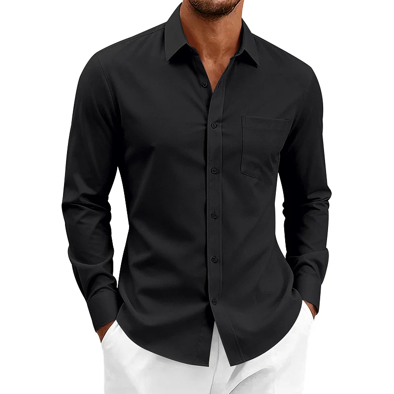 Men's Wrinkle-Free Long Sleeve Shirt - Relaxed Fit Business Casual wholesale view 2