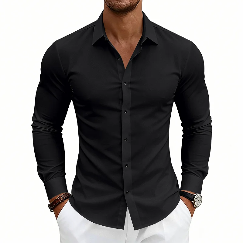 Men's Slim Fit Cooling Long Sleeve Shirt - Wrinkle-Free Casual wholesale view 2