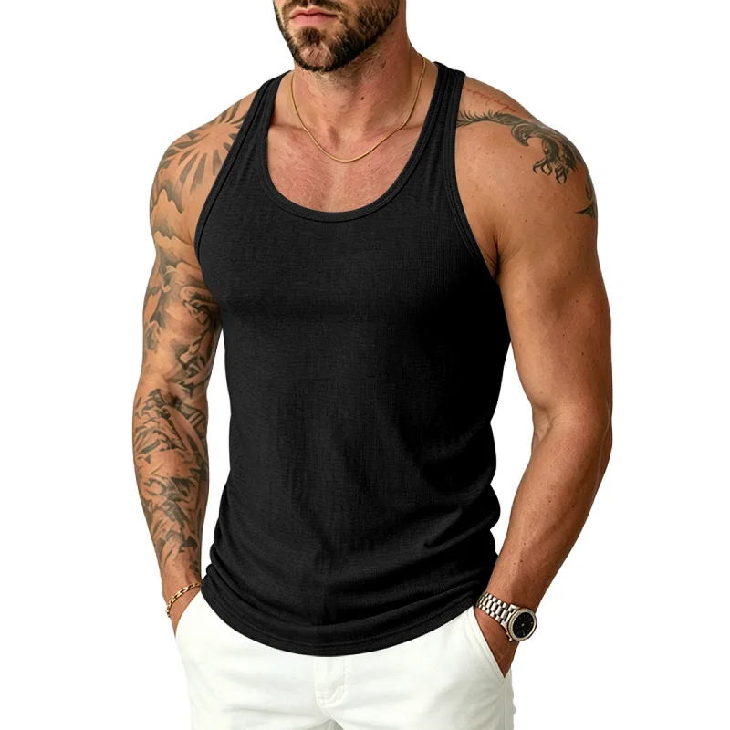 Men's Ribbed Gym Tank Top - Quick Dry, Muscle Fit wholesale view 3