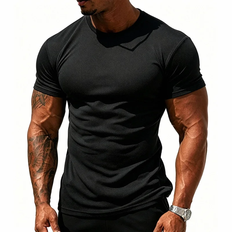 Men's Mesh T-Shirt, Quick Dry Gym Training Breathable Stretch Top wholesale view 2
