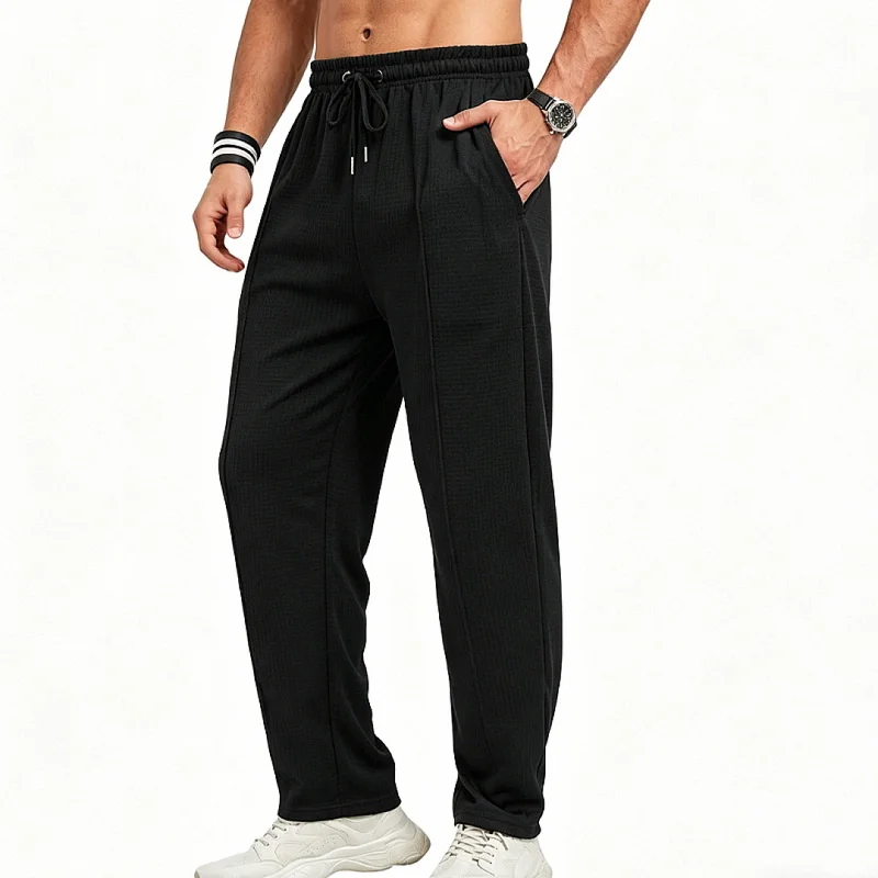 Men's Waffle Knit Jogger Pants - Loose Fit, Breathable Polyester wholesale view 3