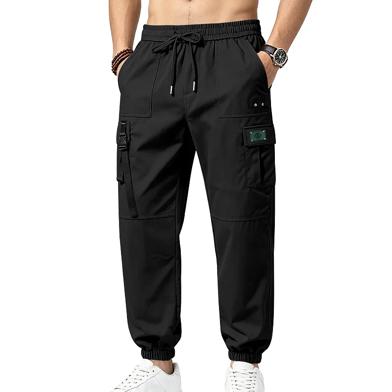 Men's Multi-Pocket Cargo Pants - Loose Fit, Hip Hop, Streetwear wholesale front view