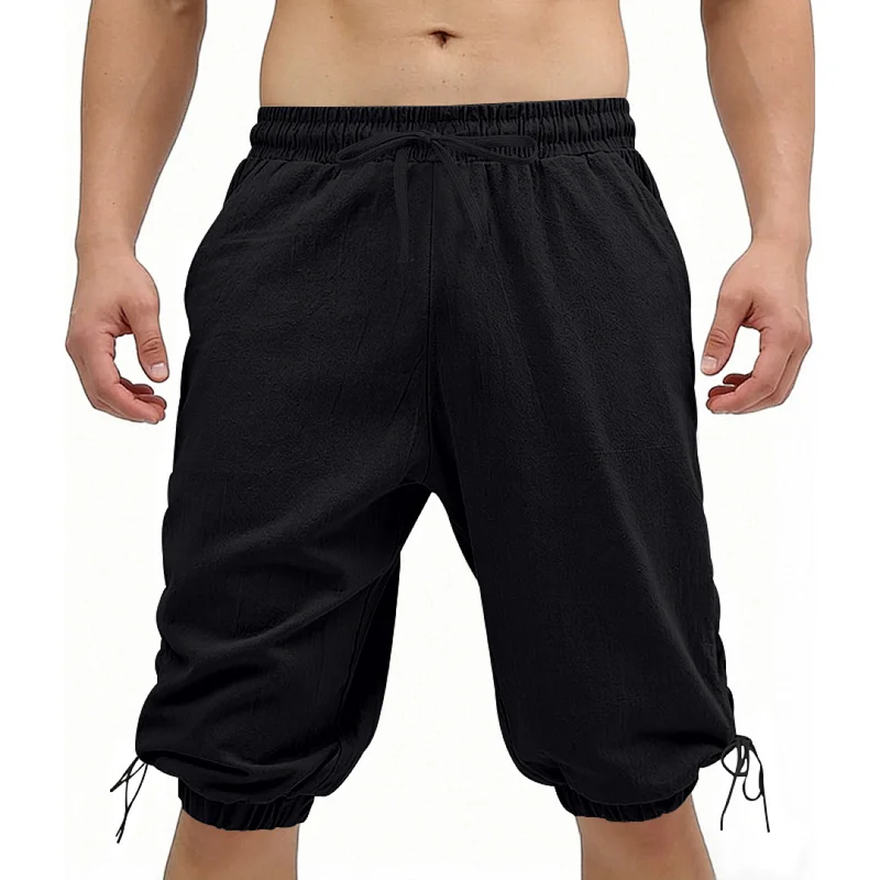 Men's Linen Hawaiian Harem Shorts - Loose Fit Drawstring Casual wholesale view 2