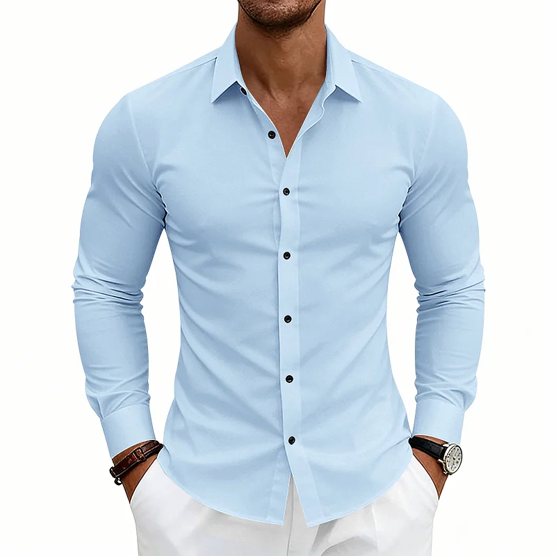 Men's Slim Fit Cooling Long Sleeve Shirt - Wrinkle-Free Casual wholesale view 4