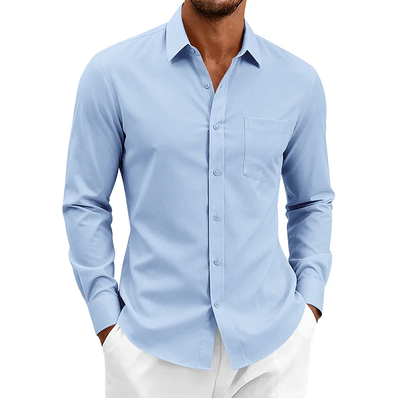 Men's Wrinkle-Free Long Sleeve Shirt - Relaxed Fit Business Casual wholesale view 3