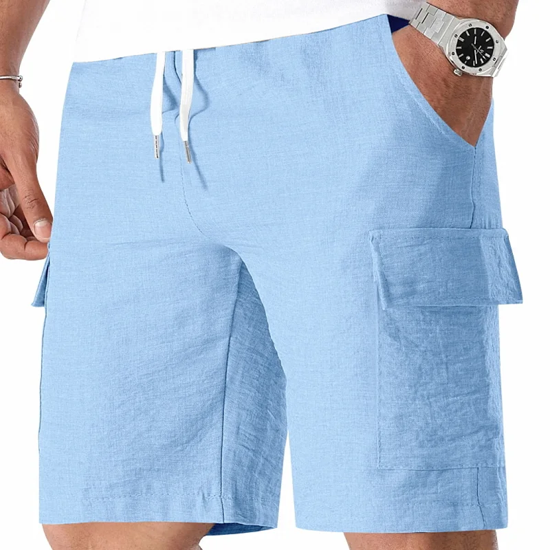Men's Casual Linen-Look Shorts - Relaxed Fit, Quick Dry wholesale view 3