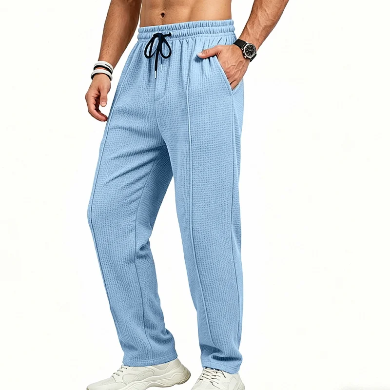 Men's Waffle Knit Jogger Pants - Loose Fit, Breathable Polyester wholesale view 4