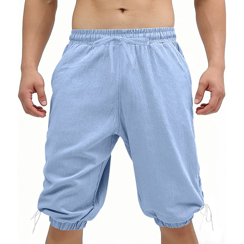 Men's Linen Hawaiian Harem Shorts - Loose Fit Drawstring Casual wholesale view 4