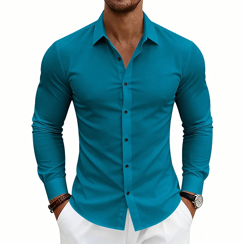 Men's Slim Fit Cooling Long Sleeve Shirt - Wrinkle-Free Casual wholesale view 6