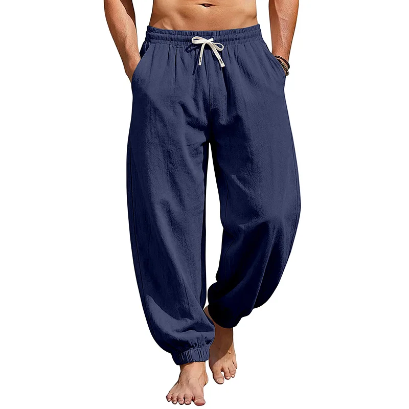 Men's Cotton Linen Harem Joggers - Loose Fit Tapered Pants wholesale view 4