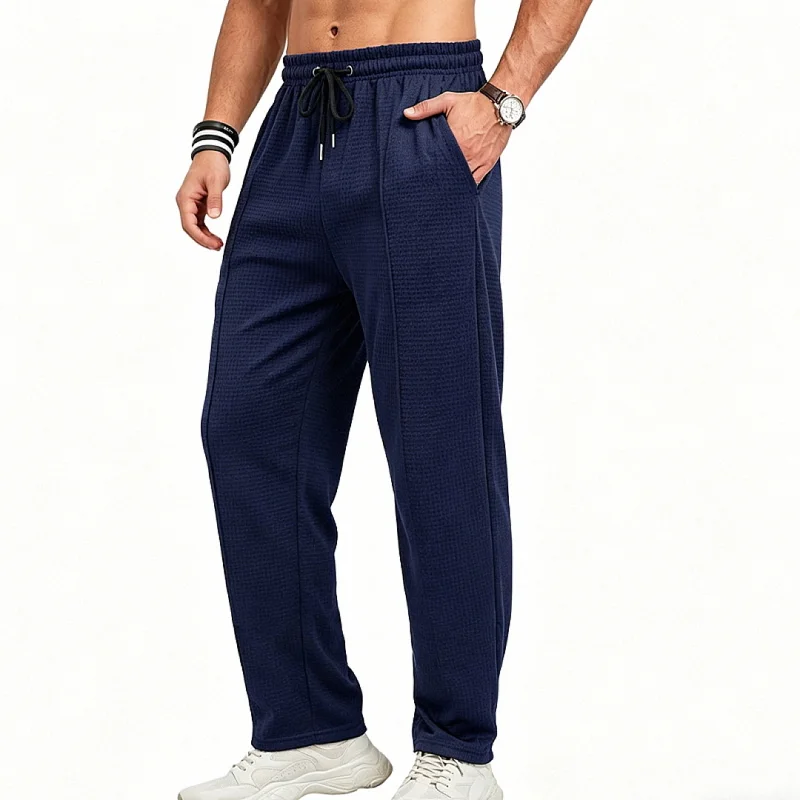 Men's Waffle Knit Jogger Pants - Loose Fit, Breathable Polyester wholesale view 5