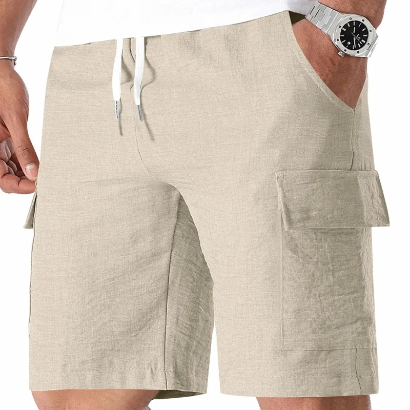 Men's Casual Linen-Look Shorts - Relaxed Fit, Quick Dry wholesale front view