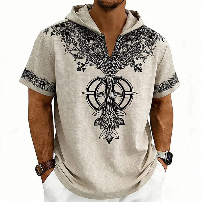 Men's Hip Hop Graphic Hoodie Tee, Loose Fit, Summer Polyester wholesale view 3