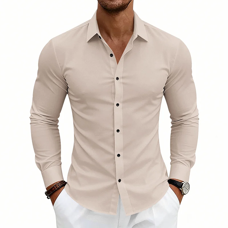 Men's Slim Fit Cooling Long Sleeve Shirt - Wrinkle-Free Casual wholesale view 3