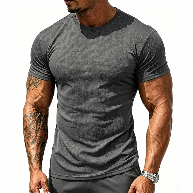 Men's Mesh T-Shirt, Quick Dry Gym Training Breathable Stretch Top wholesale view 6