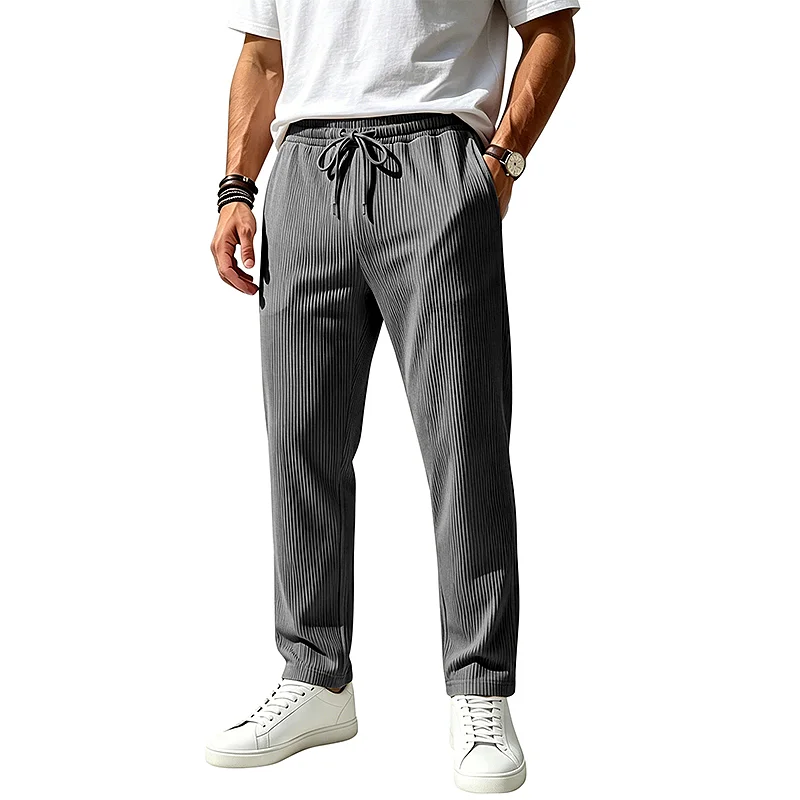 Men's Loose Jacquard Knit Joggers - Casual Straight Leg Pants wholesale view 3