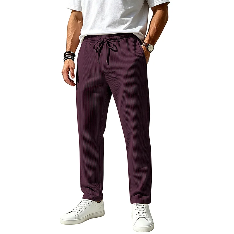 Men's Loose Jacquard Knit Joggers - Casual Straight Leg Pants wholesale view 6